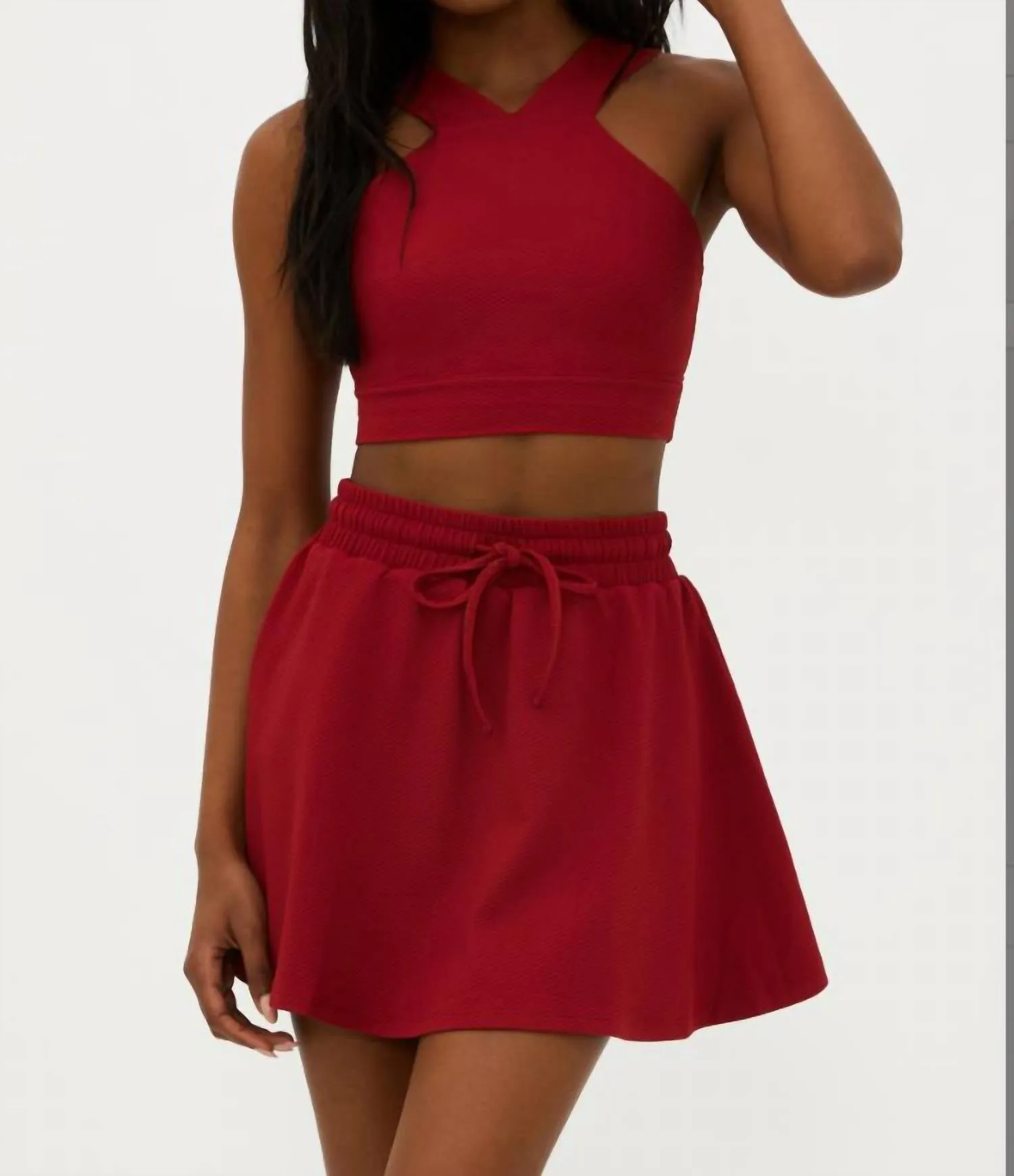 Adia Top In Red Waffle