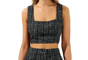 Adriella Tweed Tank Top In Black Multi