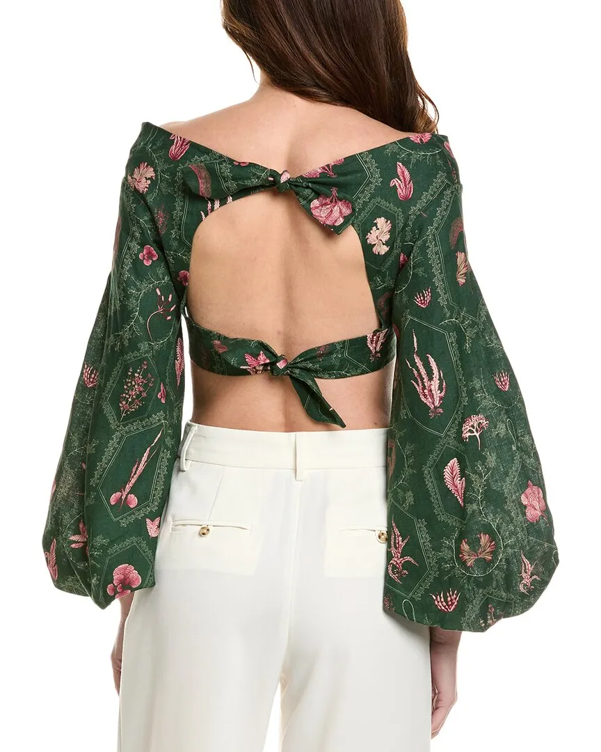 Agua by Agua Bendita Encaje Linen Crop Top