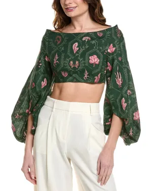 Agua by Agua Bendita Encaje Linen Crop Top