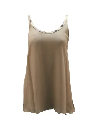 Alice   Olivia Chiffon Tank Top in Tan Silk
