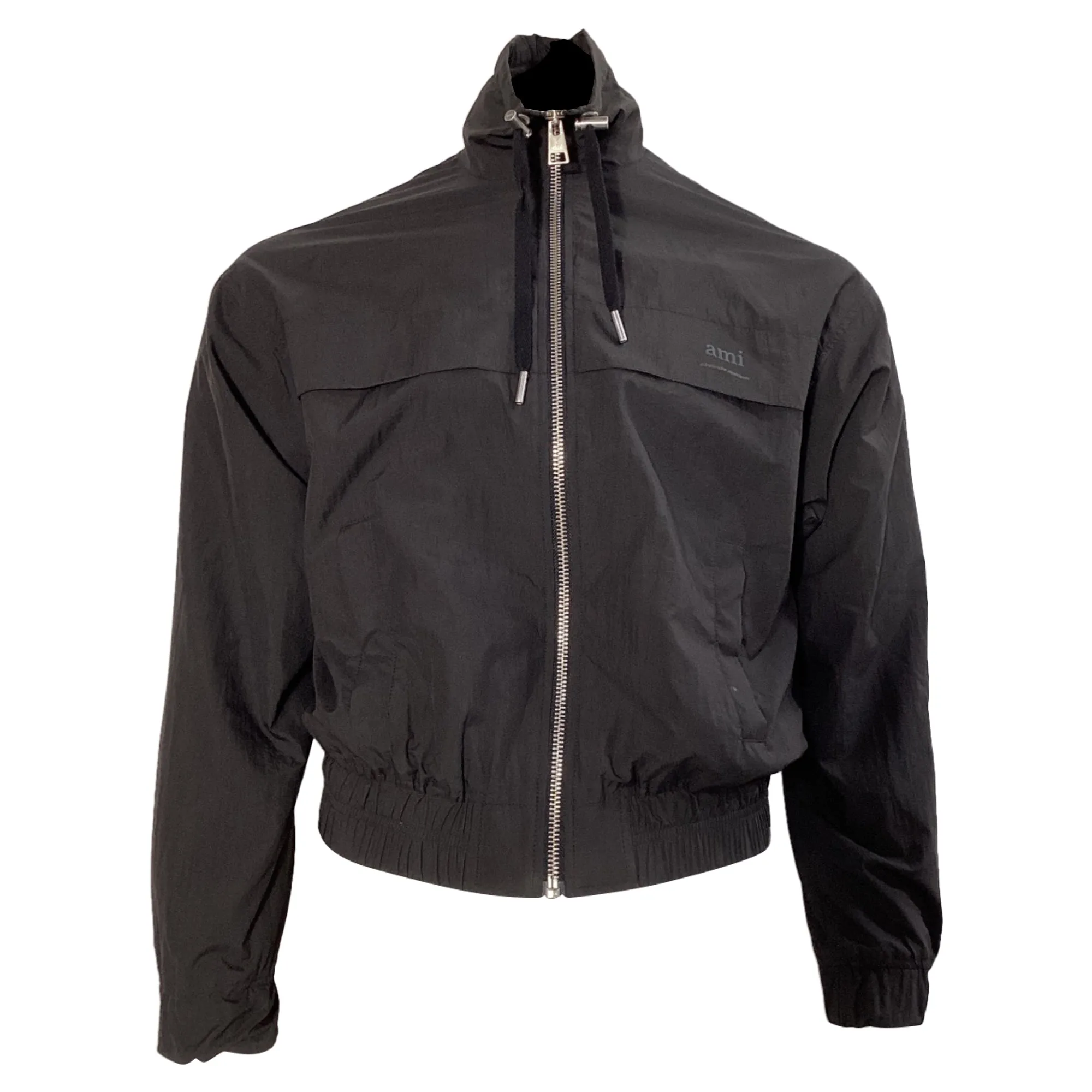 AMI Paris Ami de Cœur Windbreaker Jacket in Black Polyamide