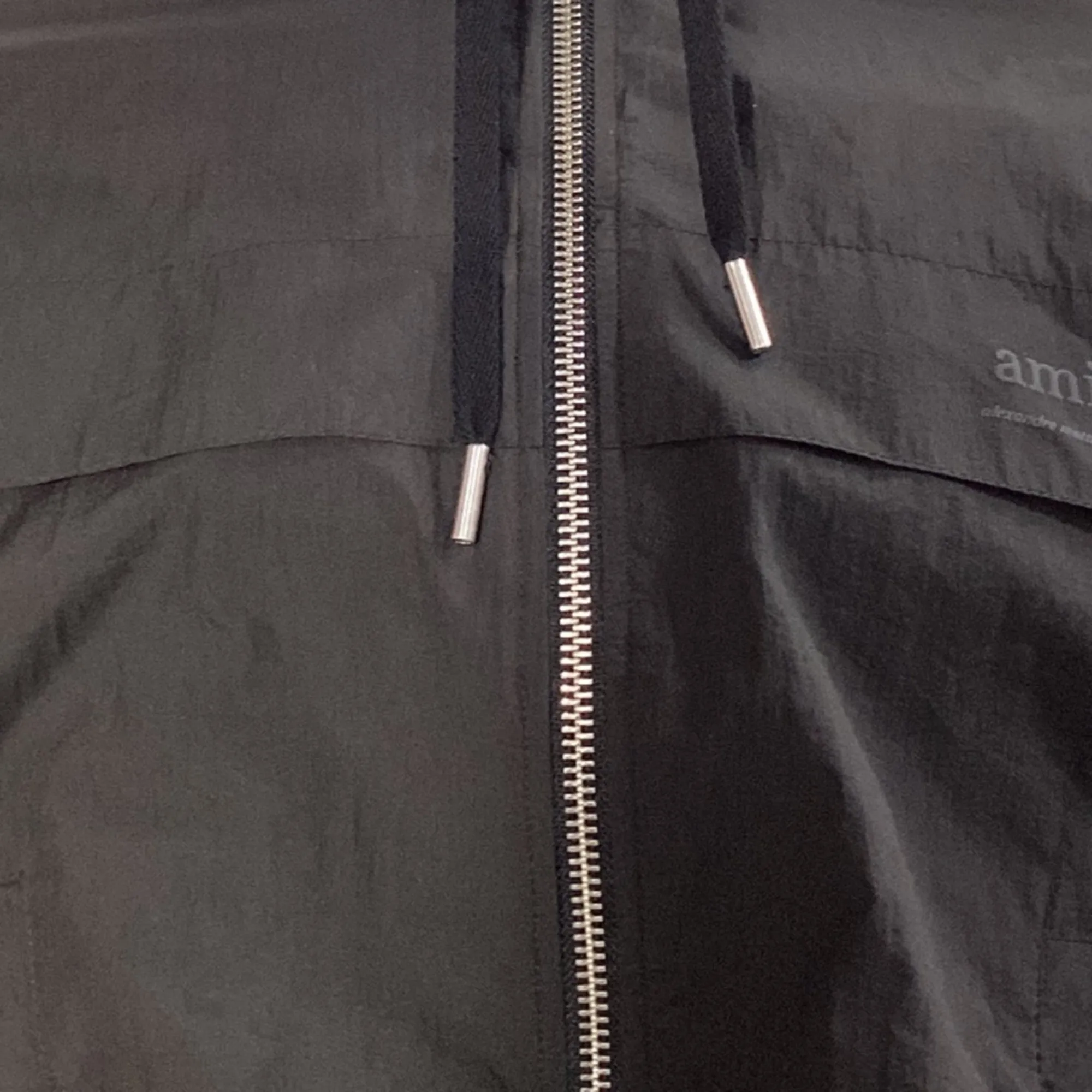 AMI Paris Ami de Cœur Windbreaker Jacket in Black Polyamide