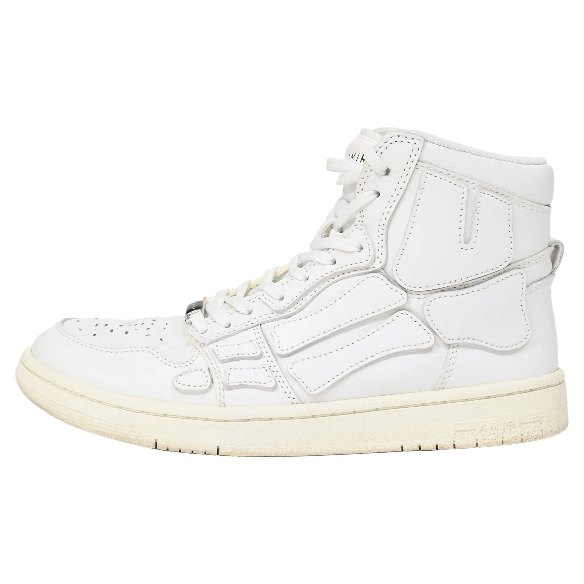 Amiri Skel High Top Sneakers in White Leather