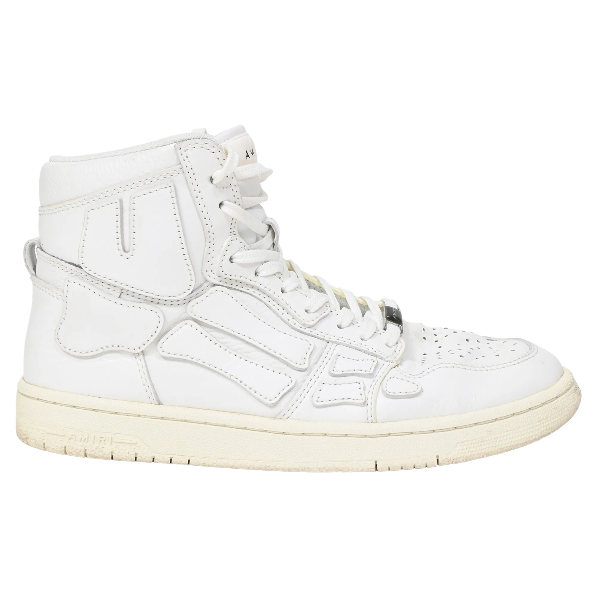 Amiri Skel High Top Sneakers in White Leather