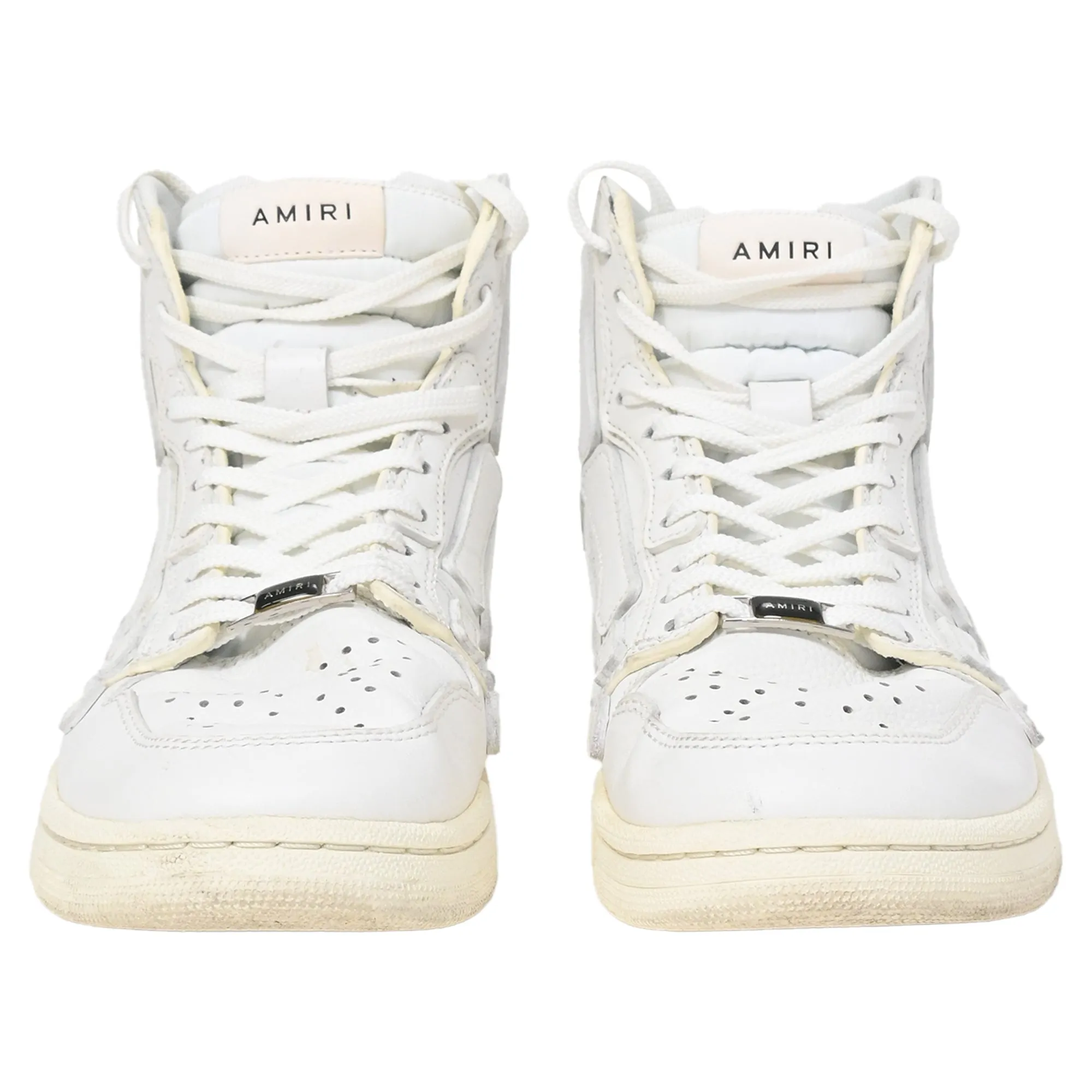 Amiri Skel High Top Sneakers in White Leather