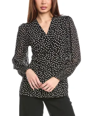 Anne Klein Smocked Sleeve Wrap Top