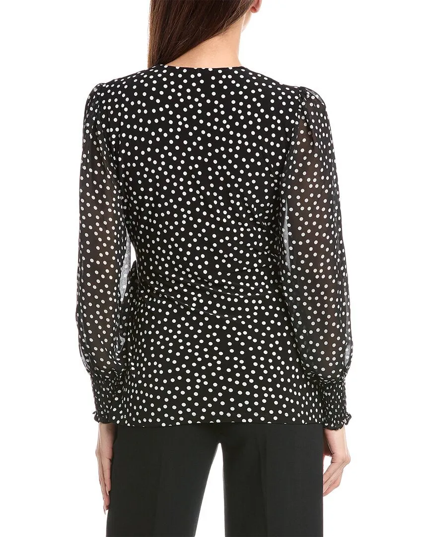 Anne Klein Smocked Sleeve Wrap Top