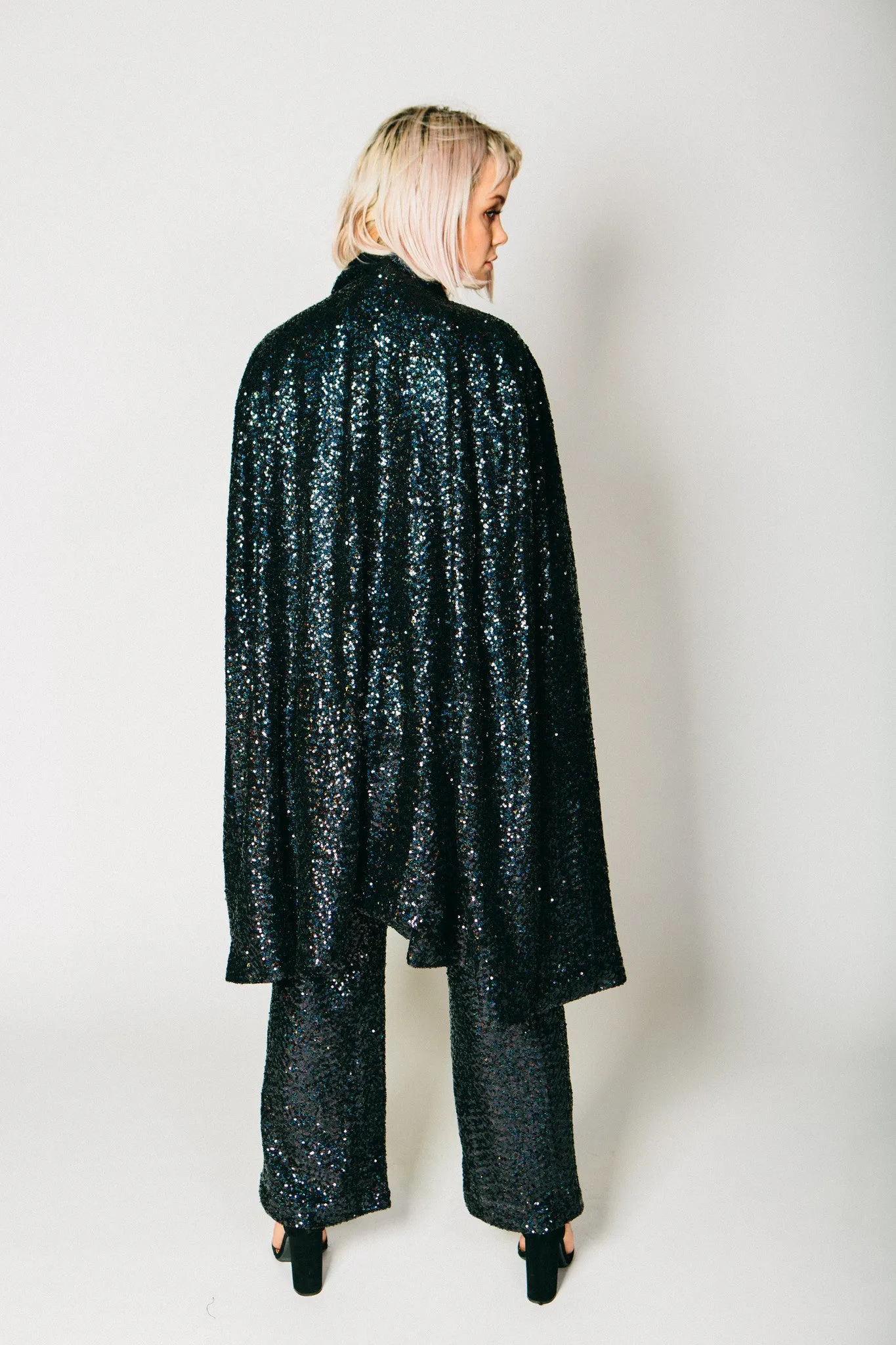 Any Old Iron Black Sequin Cape