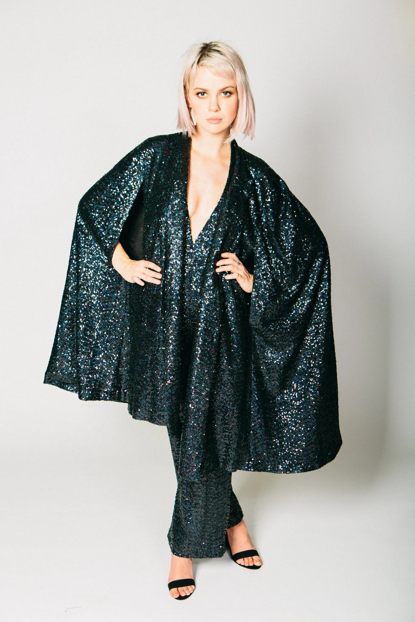 Any Old Iron Black Sequin Cape