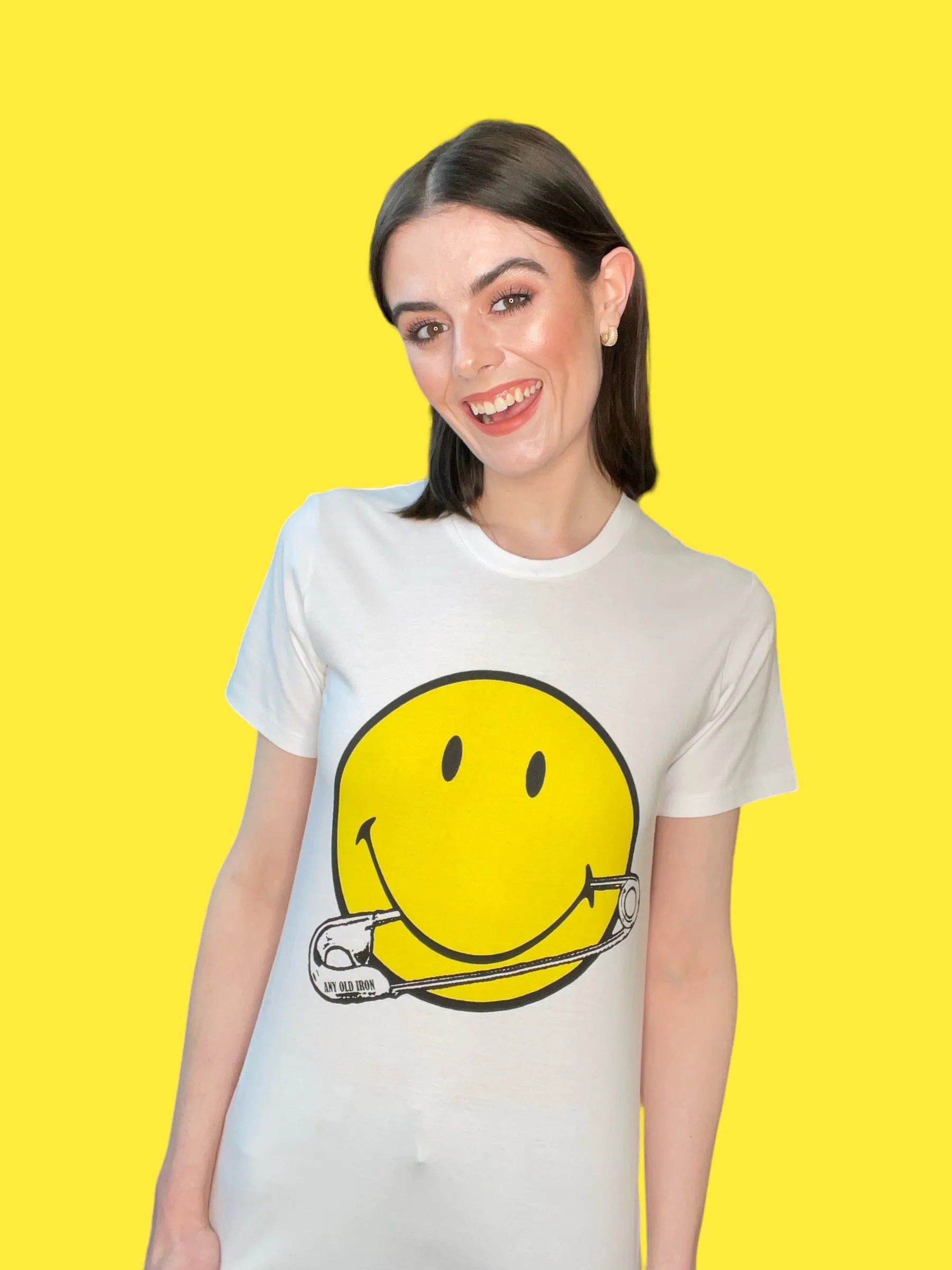 Any Old Iron x Smiley Pierced White T-Shirt