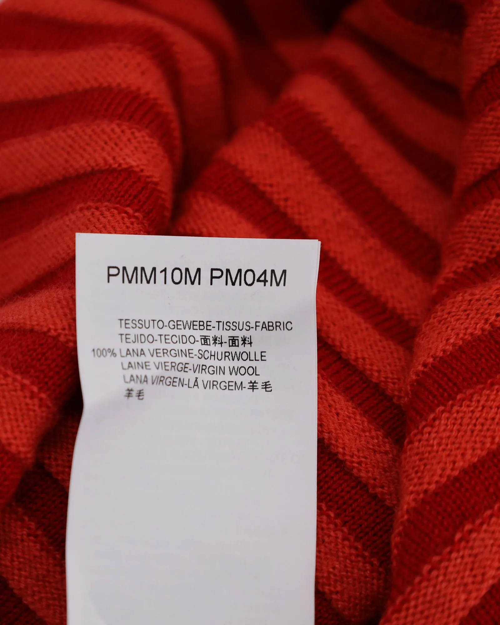 Armani Collezioni Striped Knitted Short Sleeve Top in Red Wool