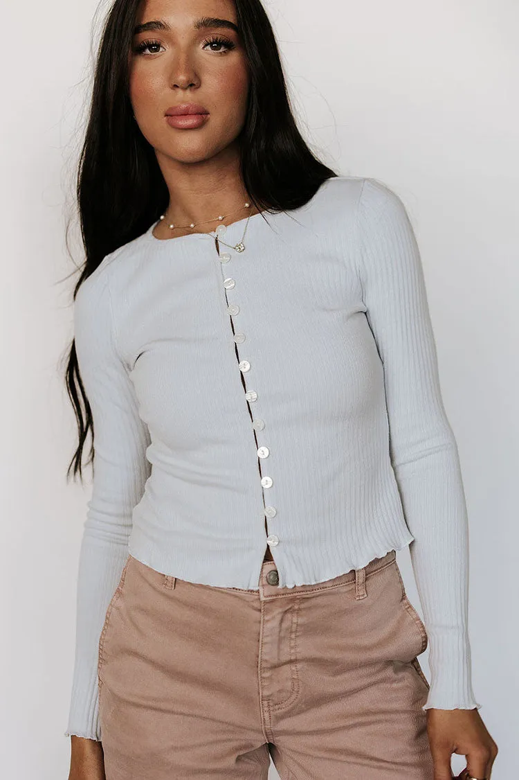 August Button Top - Blue