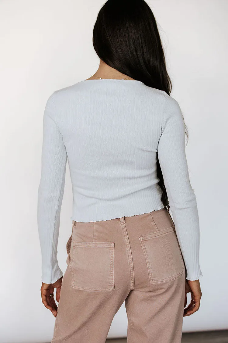 August Button Top - Blue