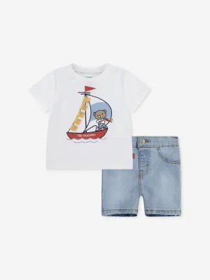 Baby Boys 3D Sailing Denim Set in White