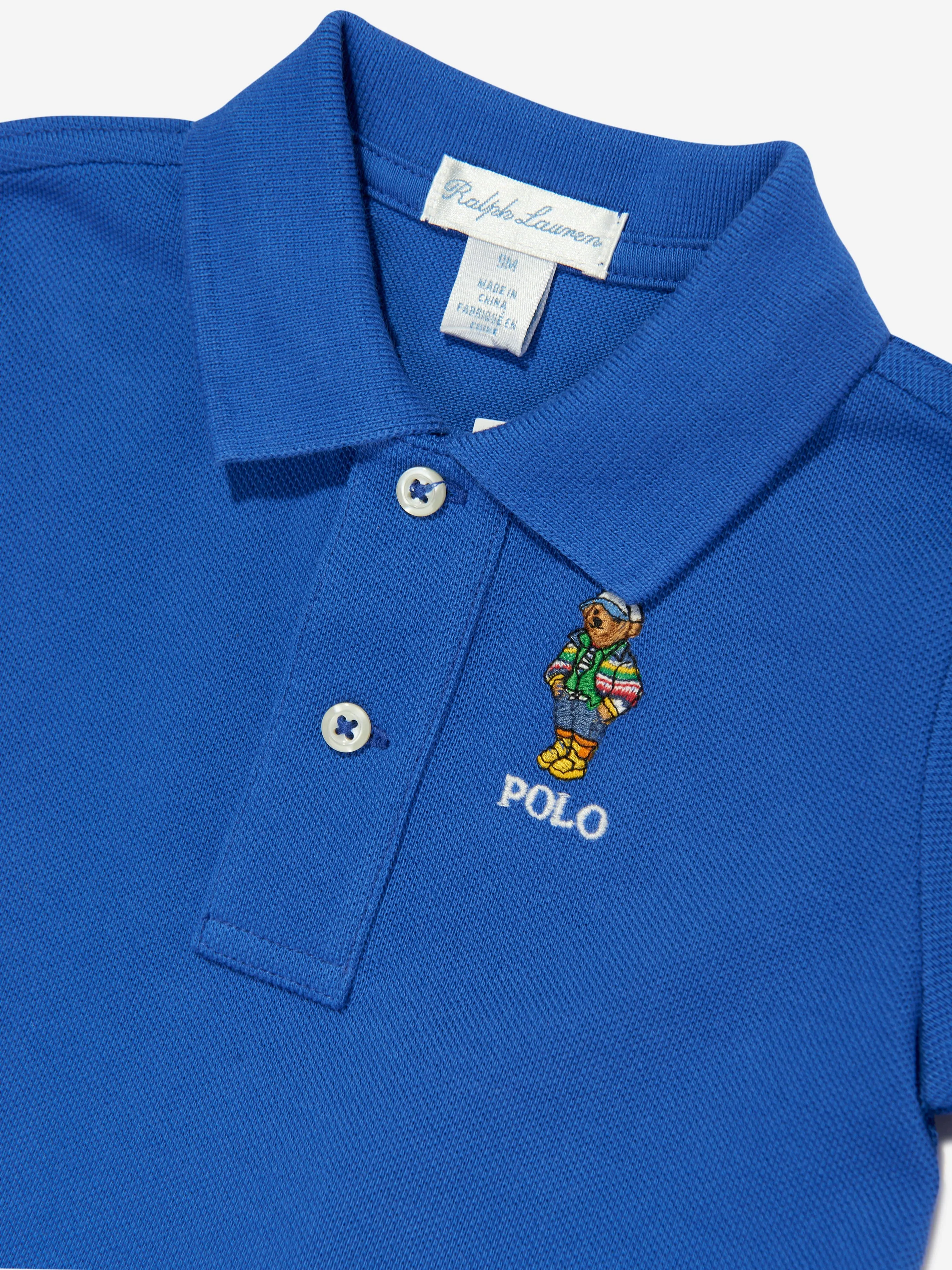Baby Boys Bear Polo Shirt in Blue