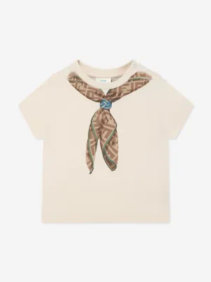 Baby Boys Scarf Print T-Shirt in Beige