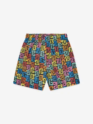 Balmain Boys Monogram Swim Shorts in Multicolour