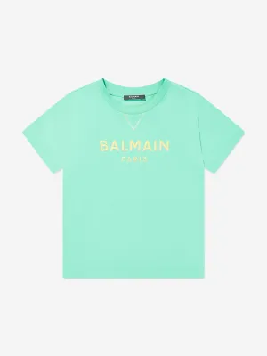 Balmain Kids Logo T-Shirt in Green