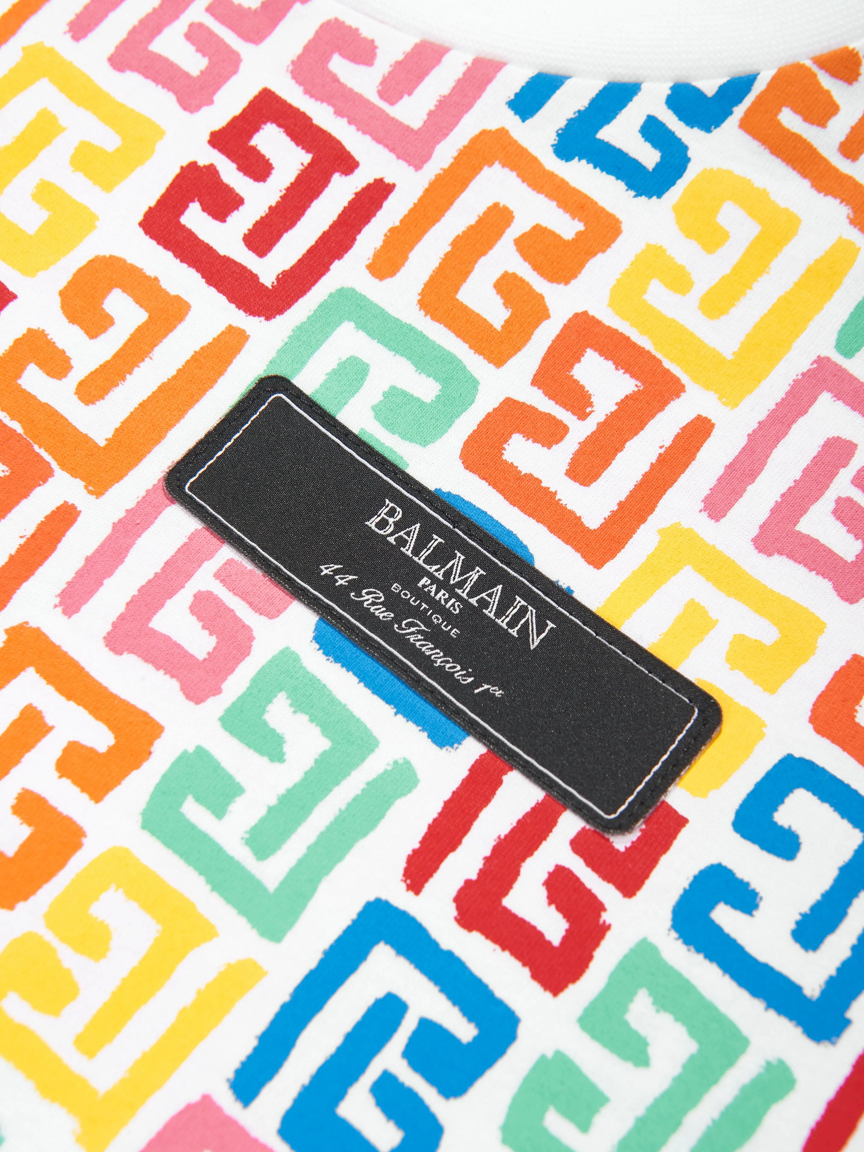 Balmain Kids Monogram Logo T-Shirt in Multicolour