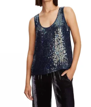 Behati Low Neck Tank Top In Baltic