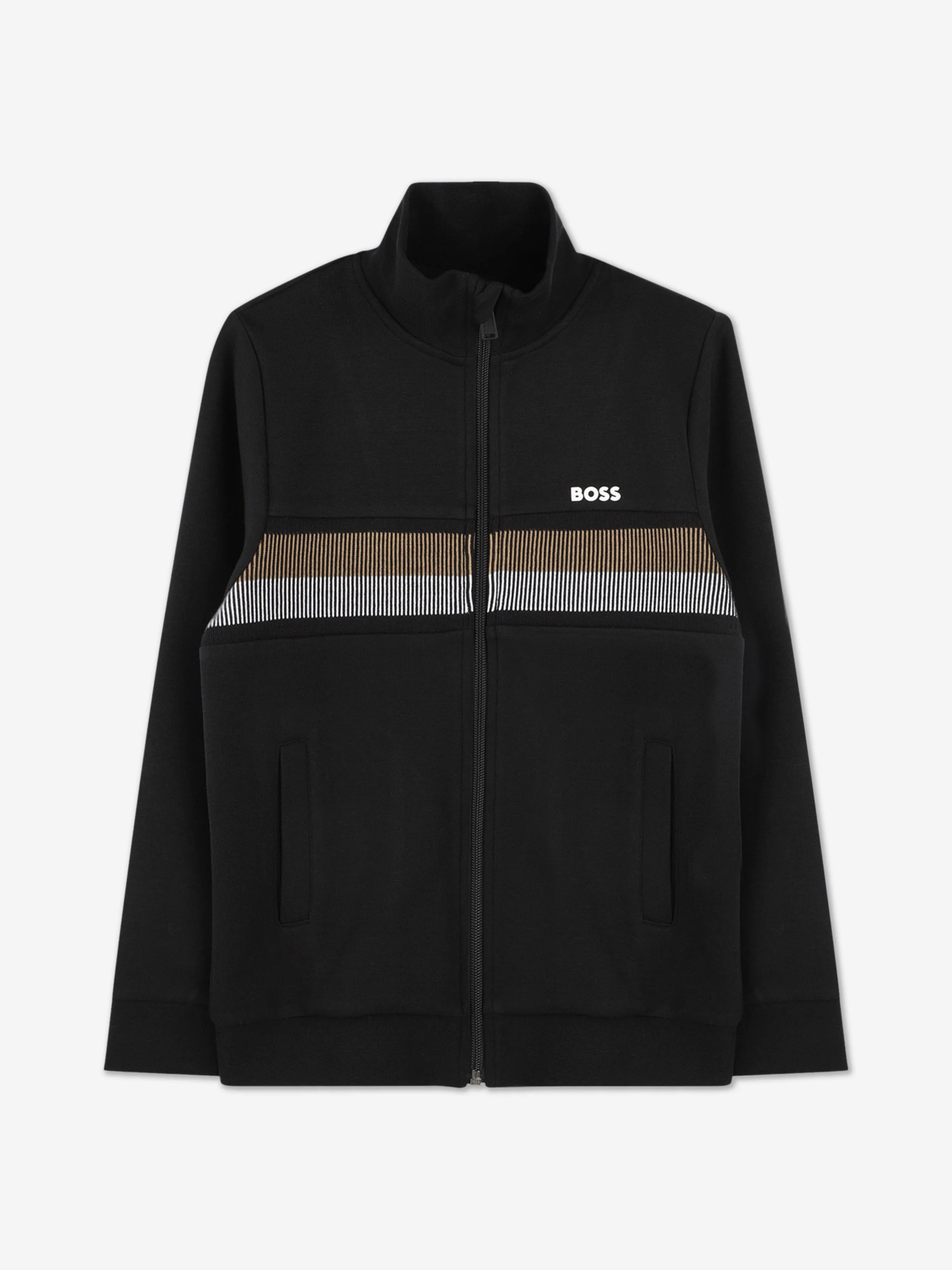 BOSS Boys Logo Print Tracksuit in Black