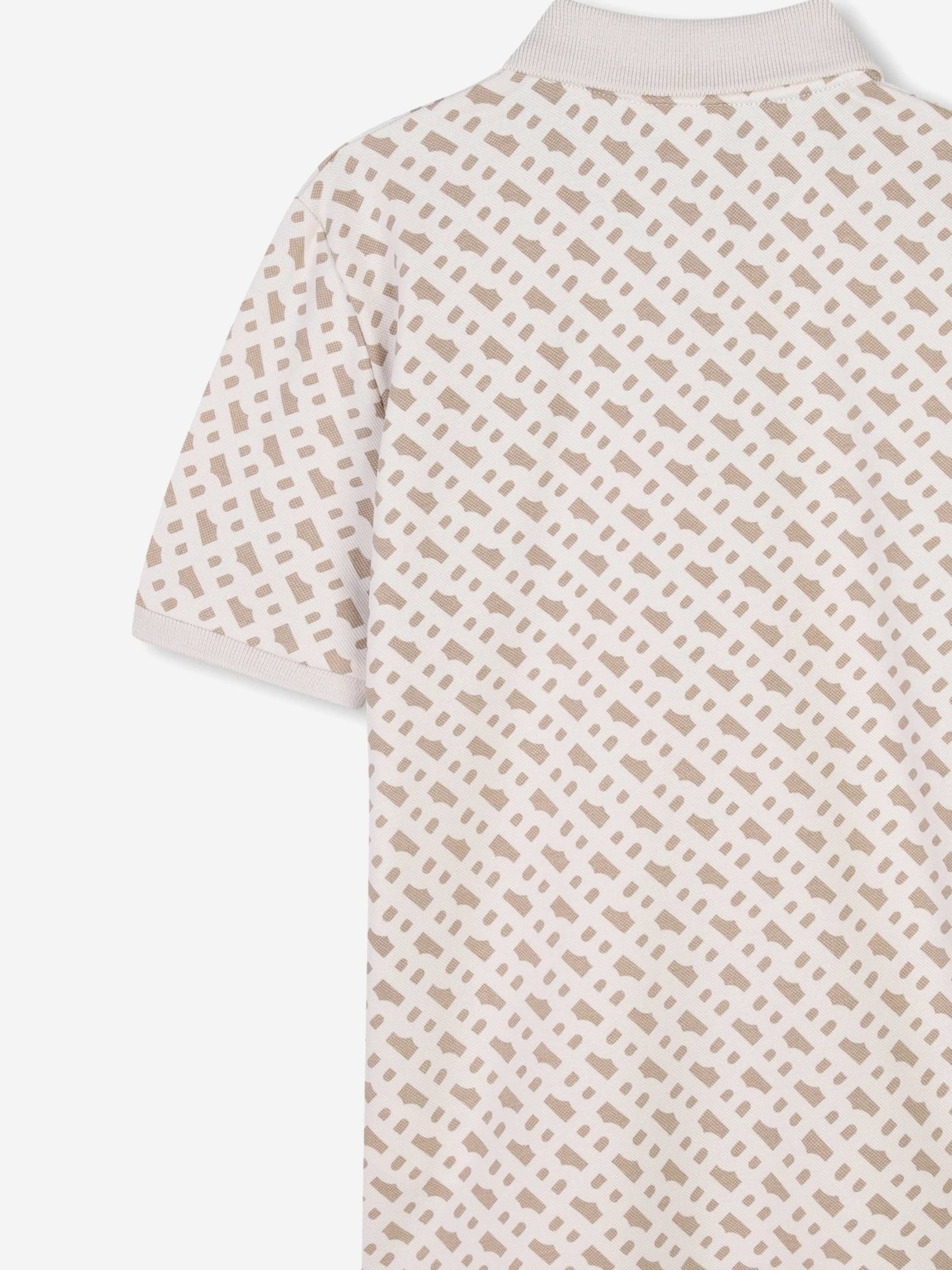 BOSS Boys Monogram Print Polo Shirt in Beige