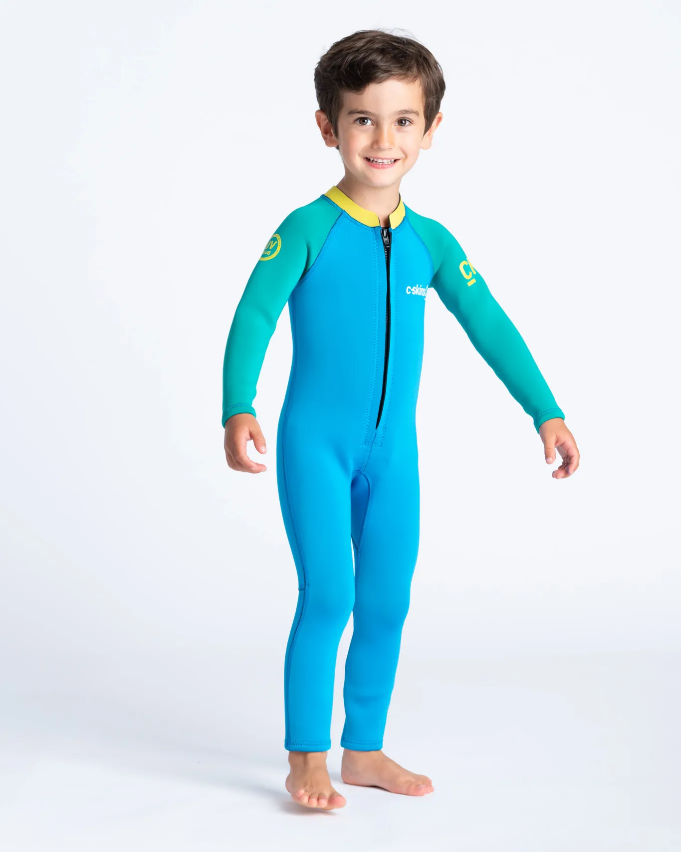 Boys C-Kid Baby Wetsuit in Cyan, Green & Aurora Yellow