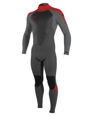 Boys Epic 3/2mm Back Zip Wetsuit in Graphite, Smoke, Red & Red