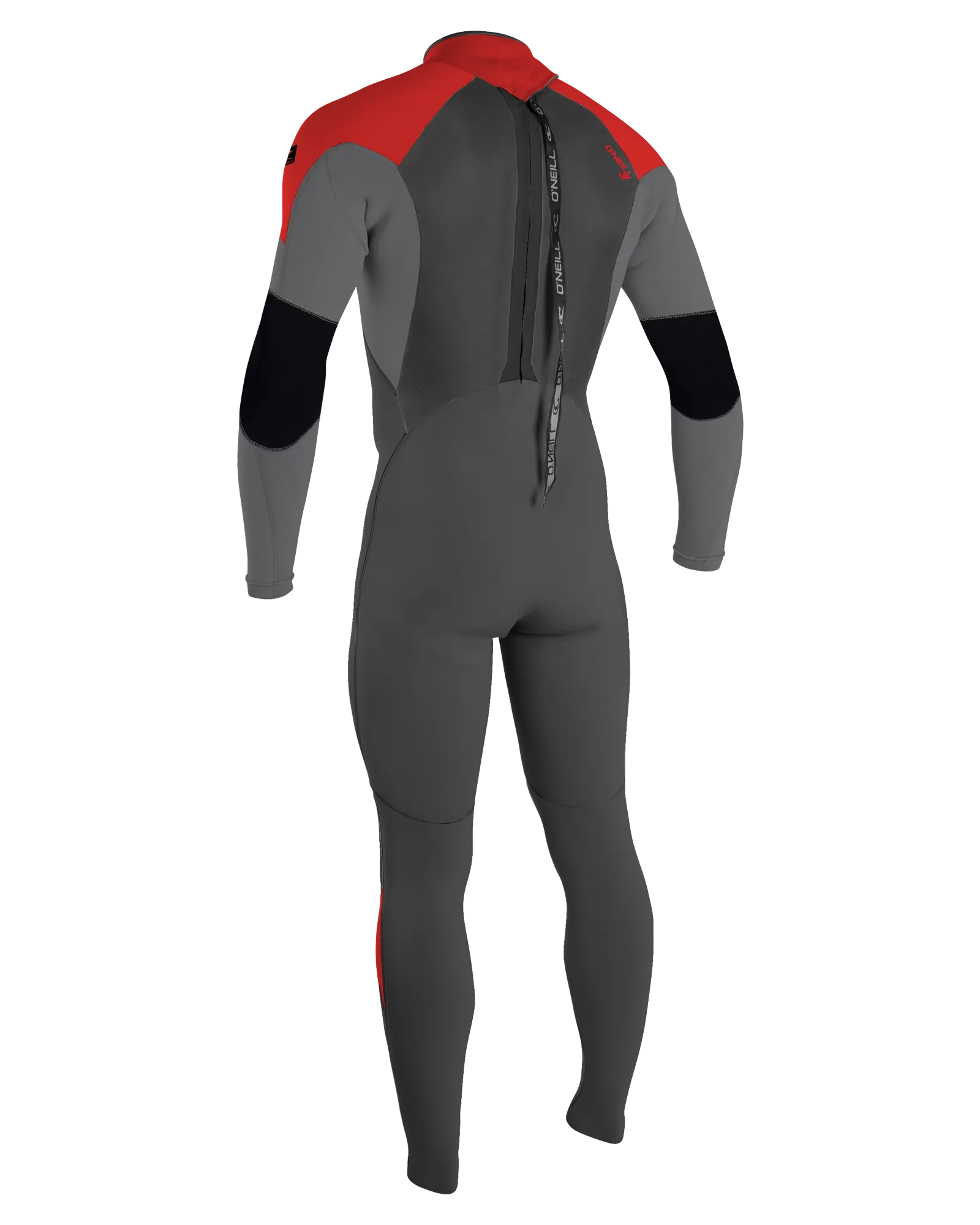 Boys Epic 3/2mm Back Zip Wetsuit in Graphite, Smoke, Red & Red