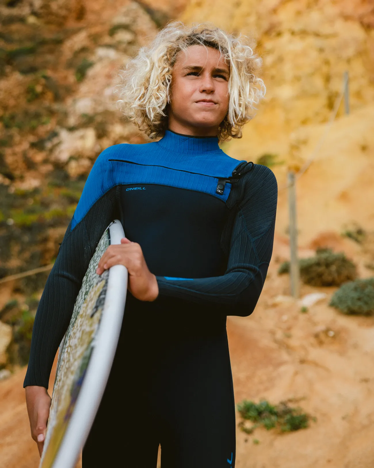 Boys HyperFreak 4/3mm  Chest Zip Wetsuit in Dark Orion, Deep Sea & Copen Blue