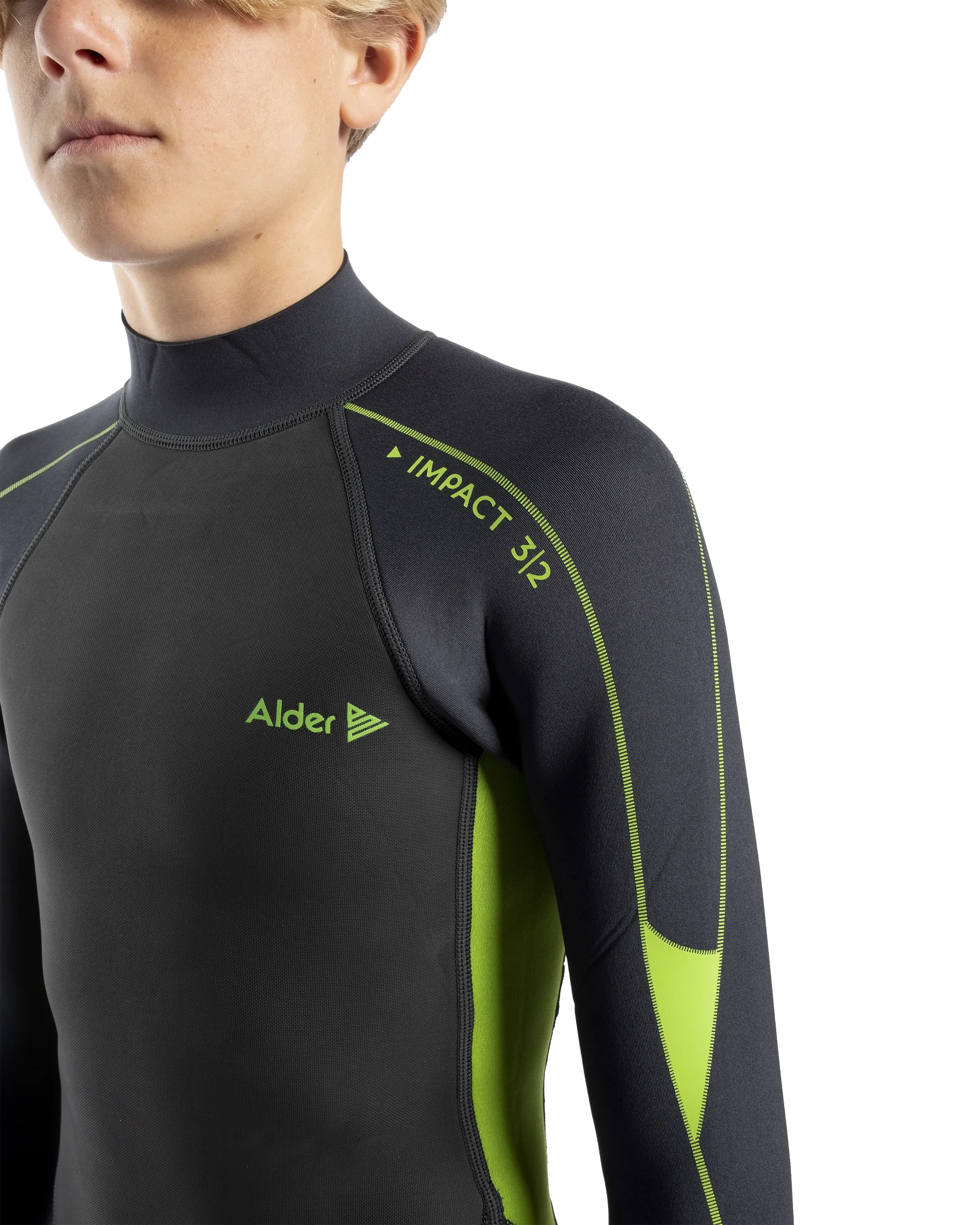 Boys Impact 3/2mm Back Zip Wetsuit in Green