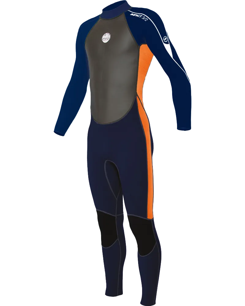 Boys Impact 3/2mm Back Zip Wetsuit in Orange