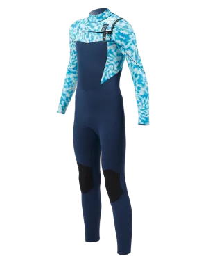 Boys Kode 5/4mm Chest Zip Wetsuit in Blue & Navy