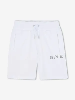 Boys Logo Print Shorts in White