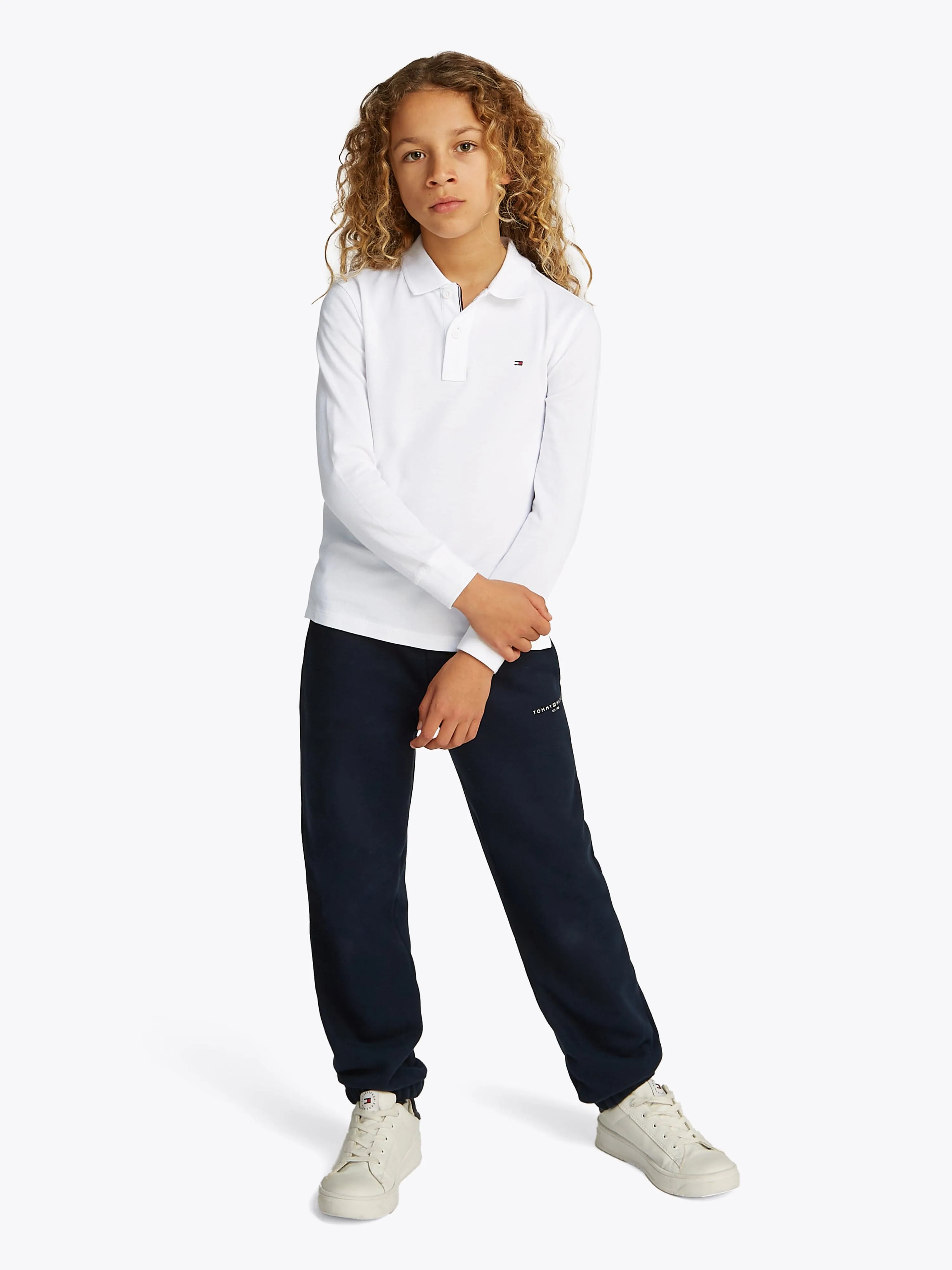 Boys Long Sleeve Polo Shirt in White