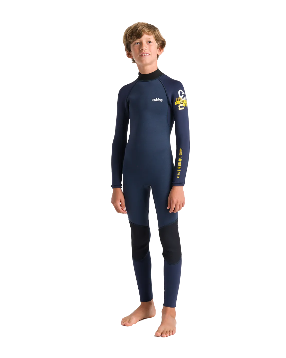 Boys NuWave Element 3/2mm Back Zip Wetsuit in Bluestone, Slate & Multi