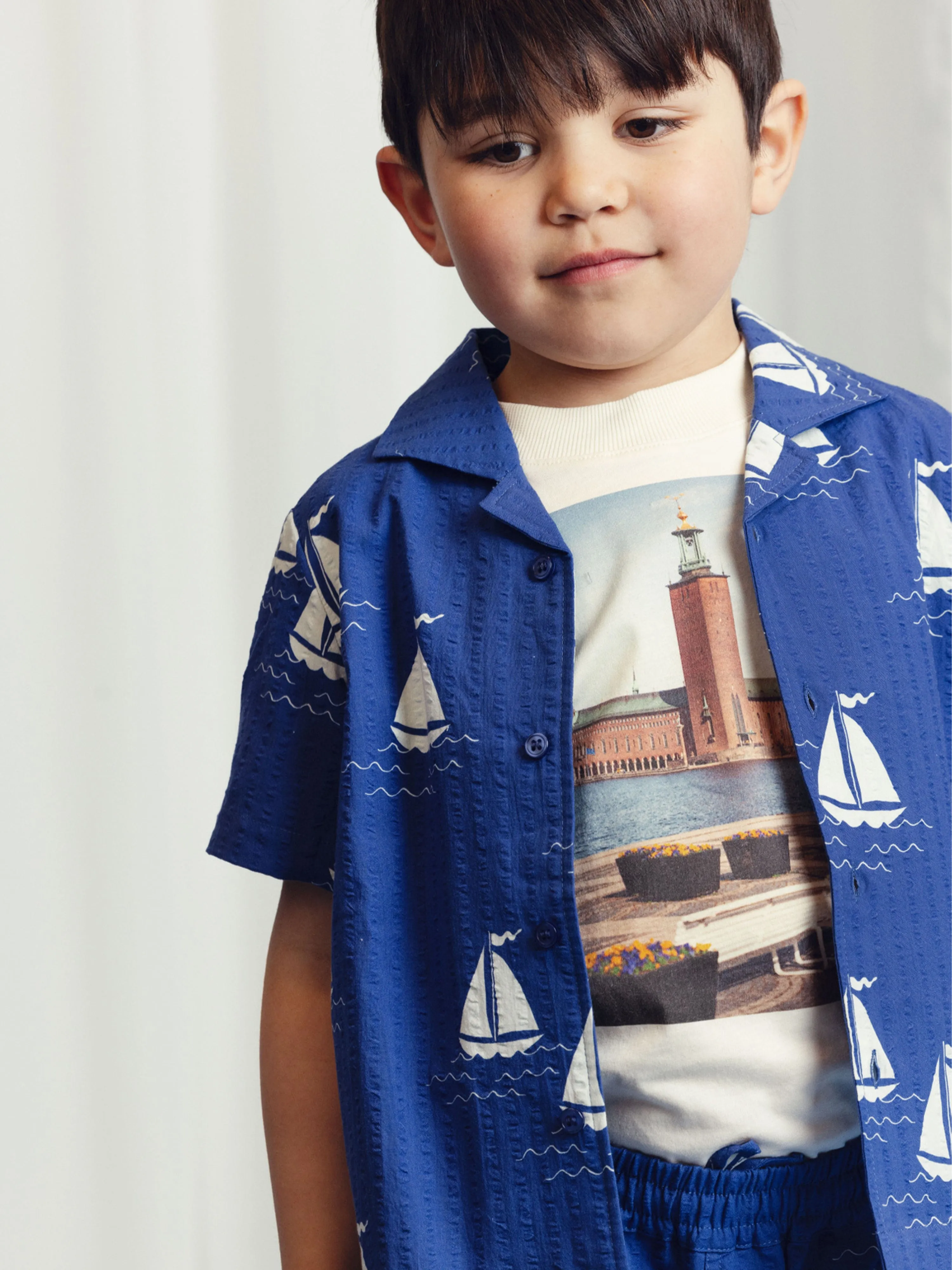 Boys Sailng Boats AOP Shirt in Blue