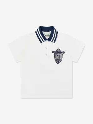 Boys Shield Polo Shirt in White