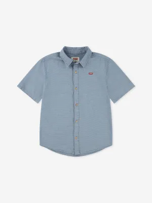 Boys Short Sleeve Woven Shirt in Blue