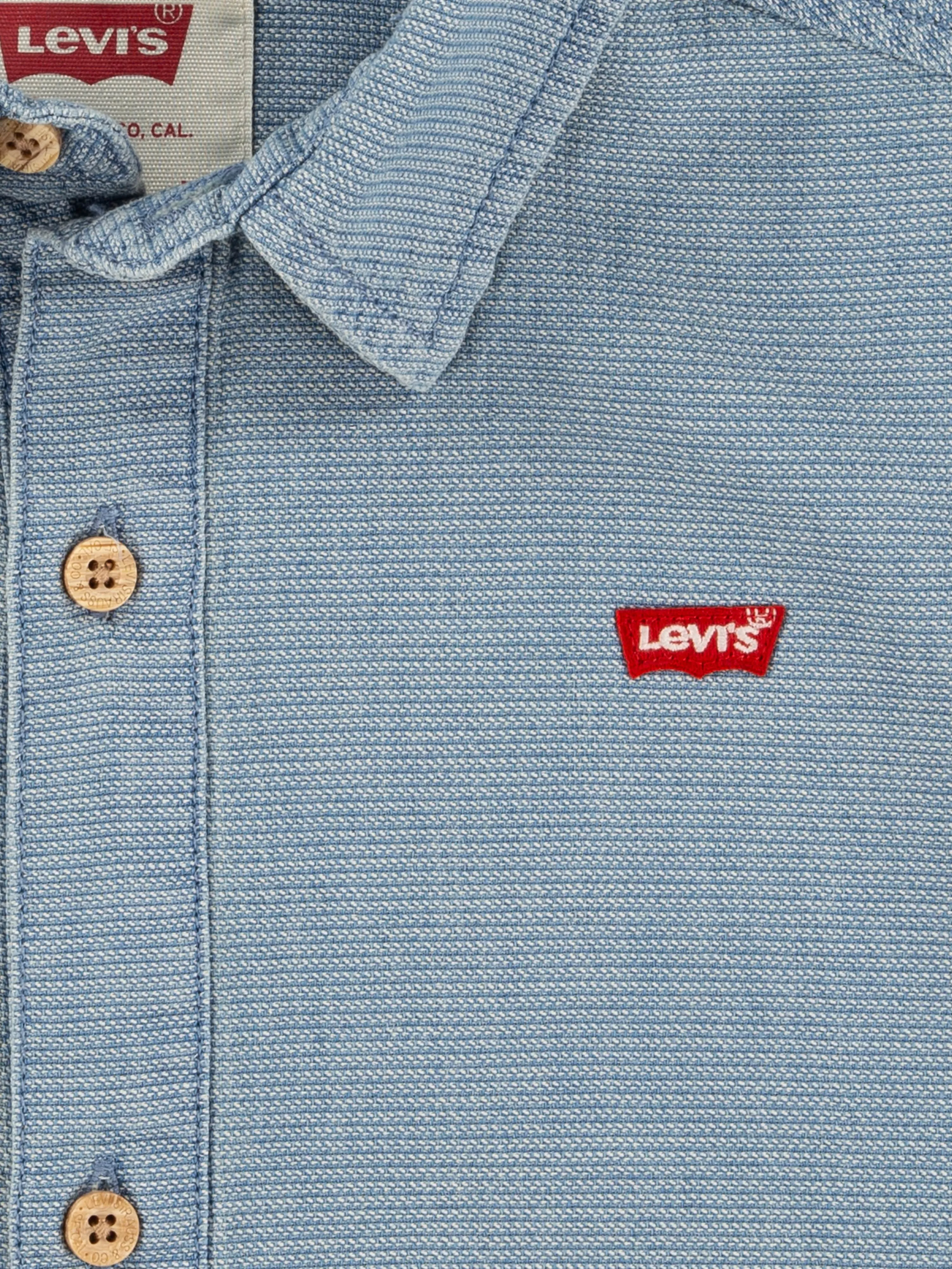 Boys Short Sleeve Woven Shirt in Blue