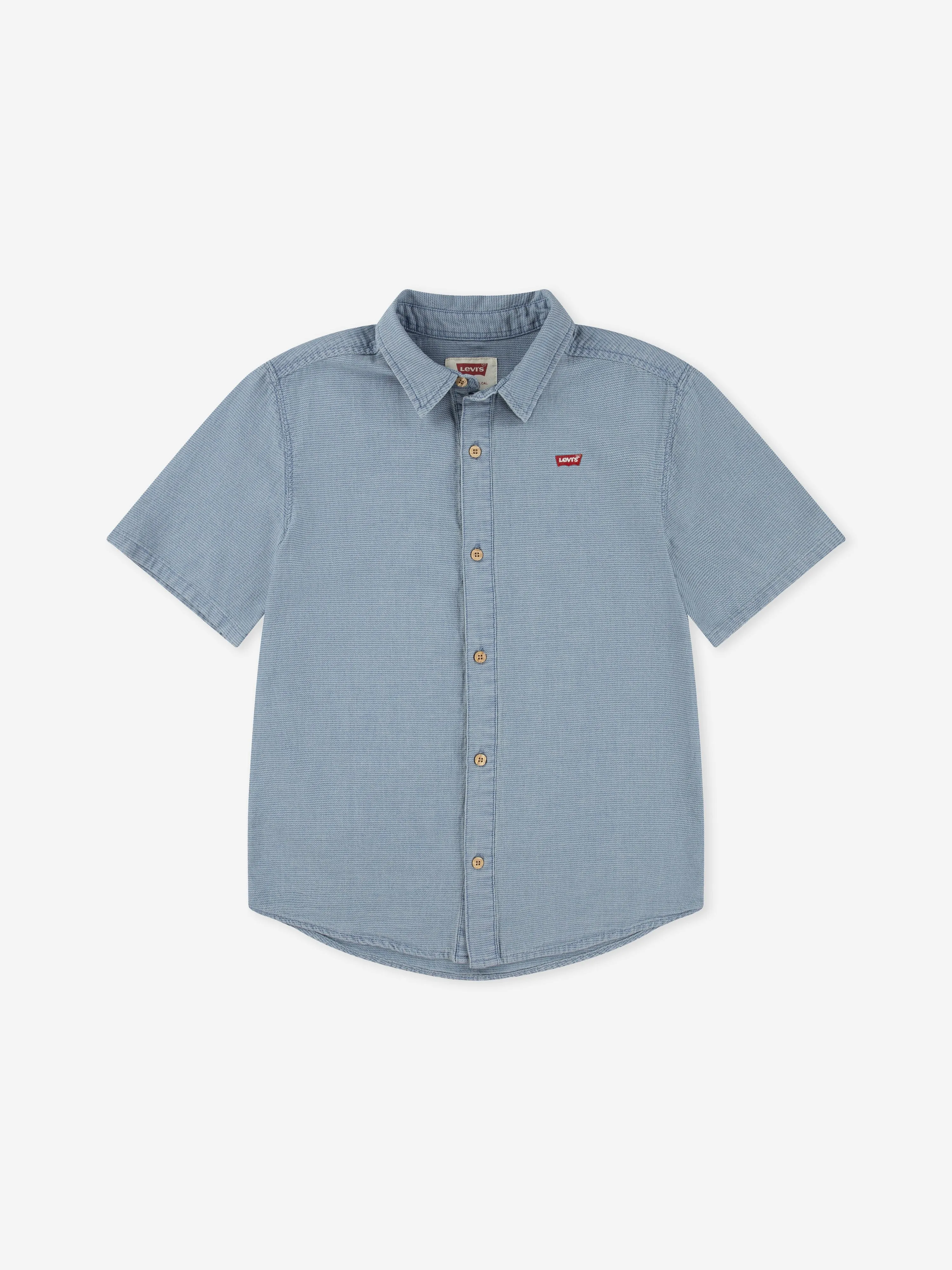 Boys Short Sleeve Woven Shirt in Blue