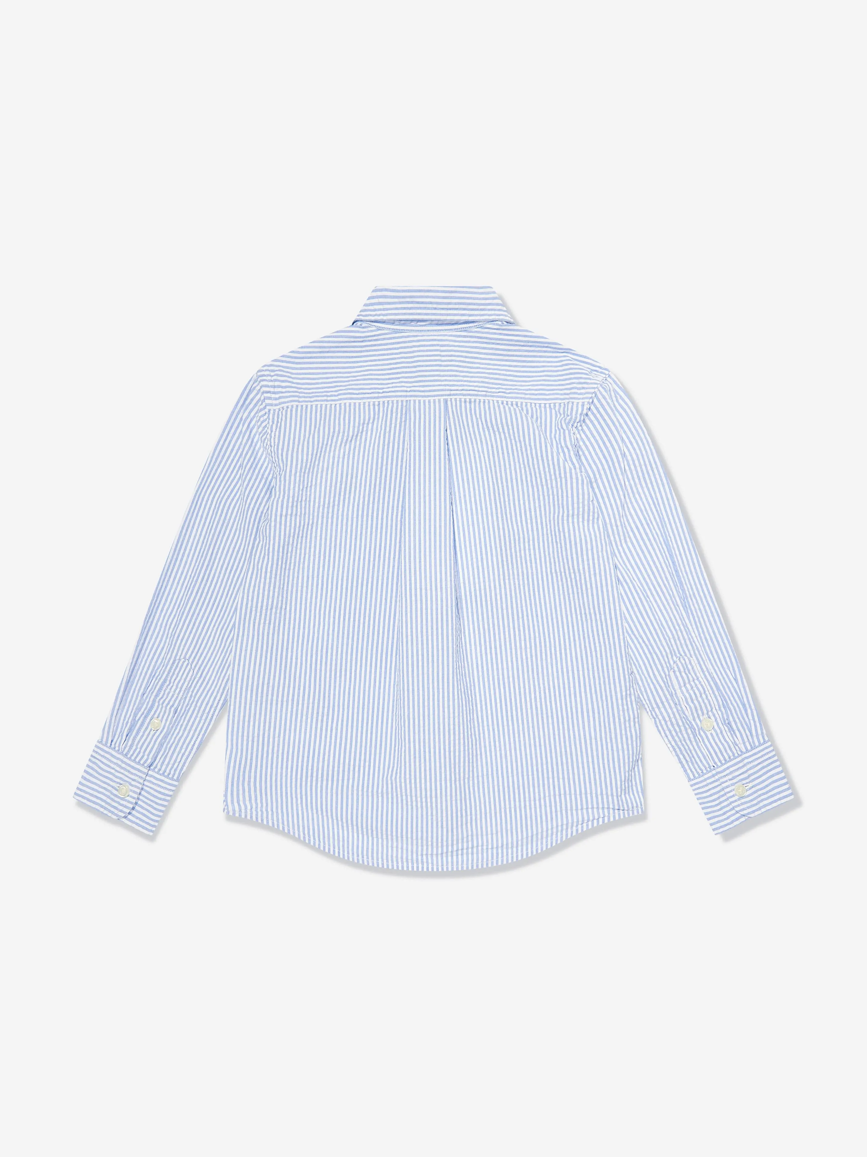 Boys Striped Logo Shirt in Blue