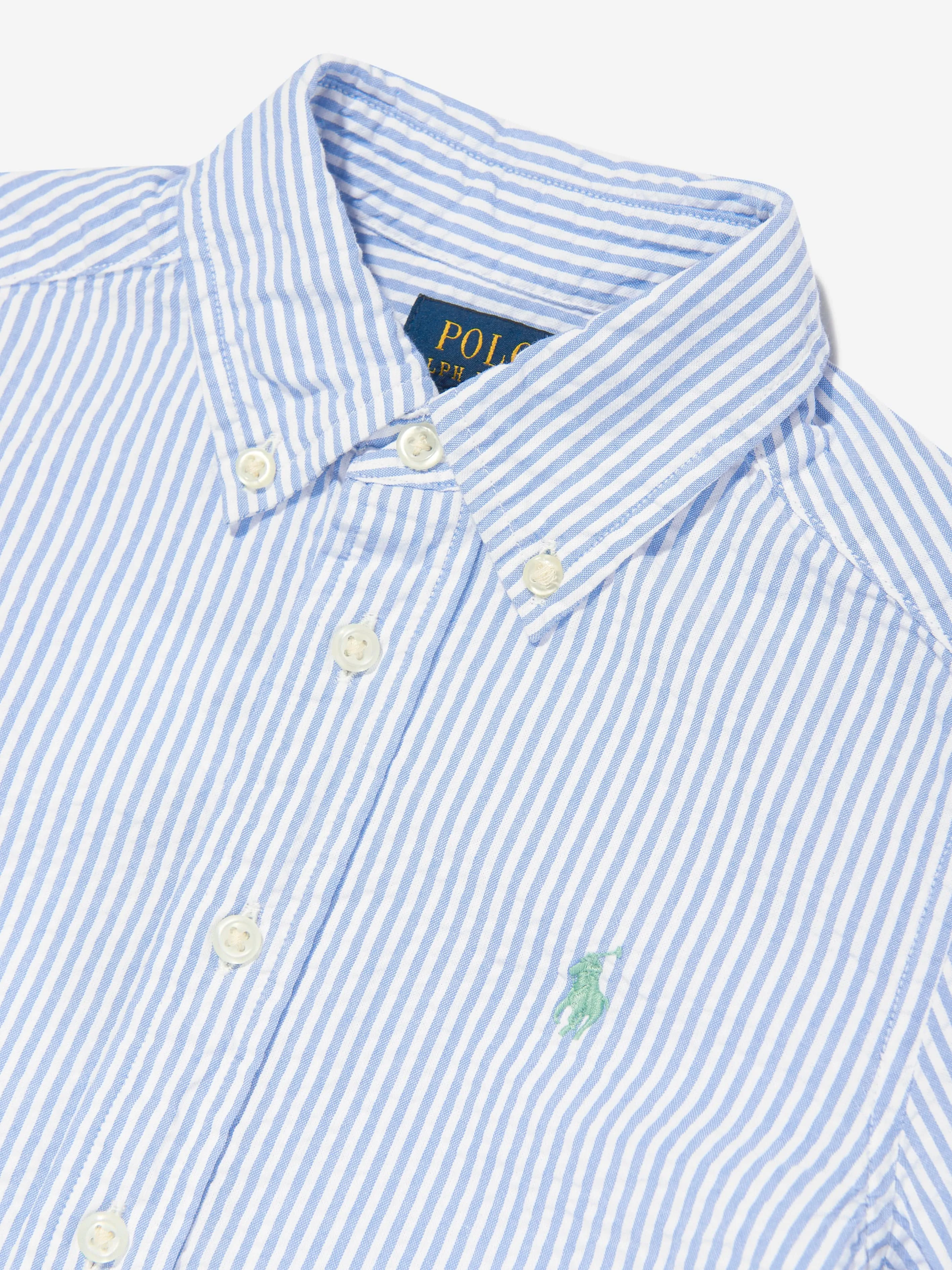 Boys Striped Logo Shirt in Blue