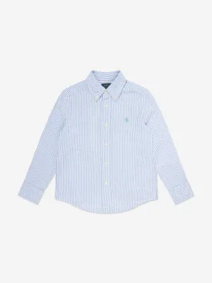 Boys Striped Logo Shirt in Blue