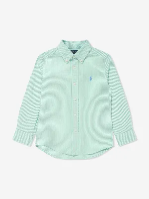 Boys Striped Logo Shirt in Green