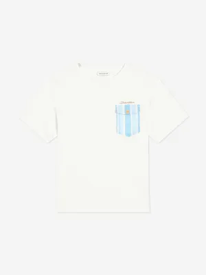 Boys Striped Pocket T-Shirt in White
