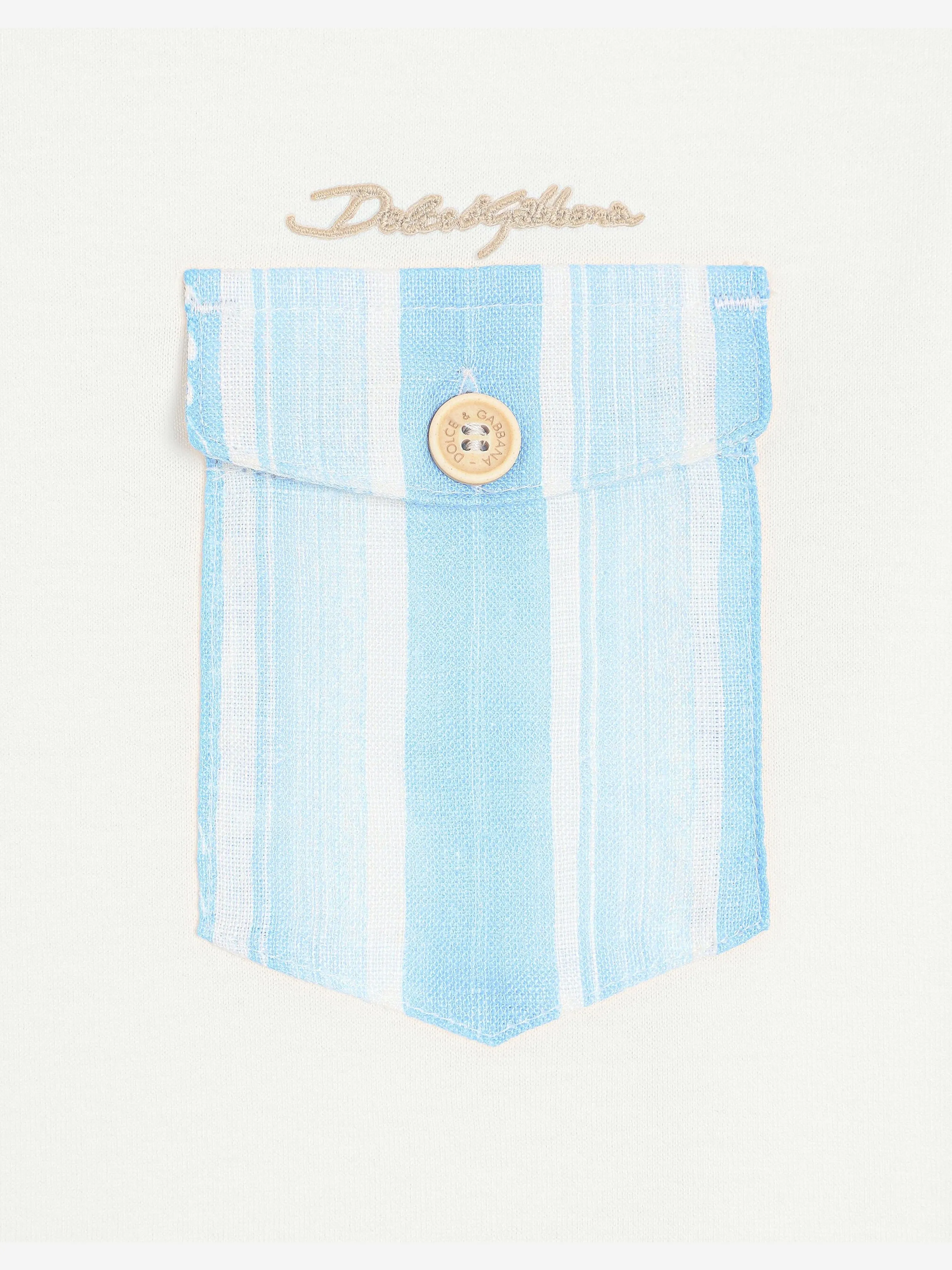 Boys Striped Pocket T-Shirt in White