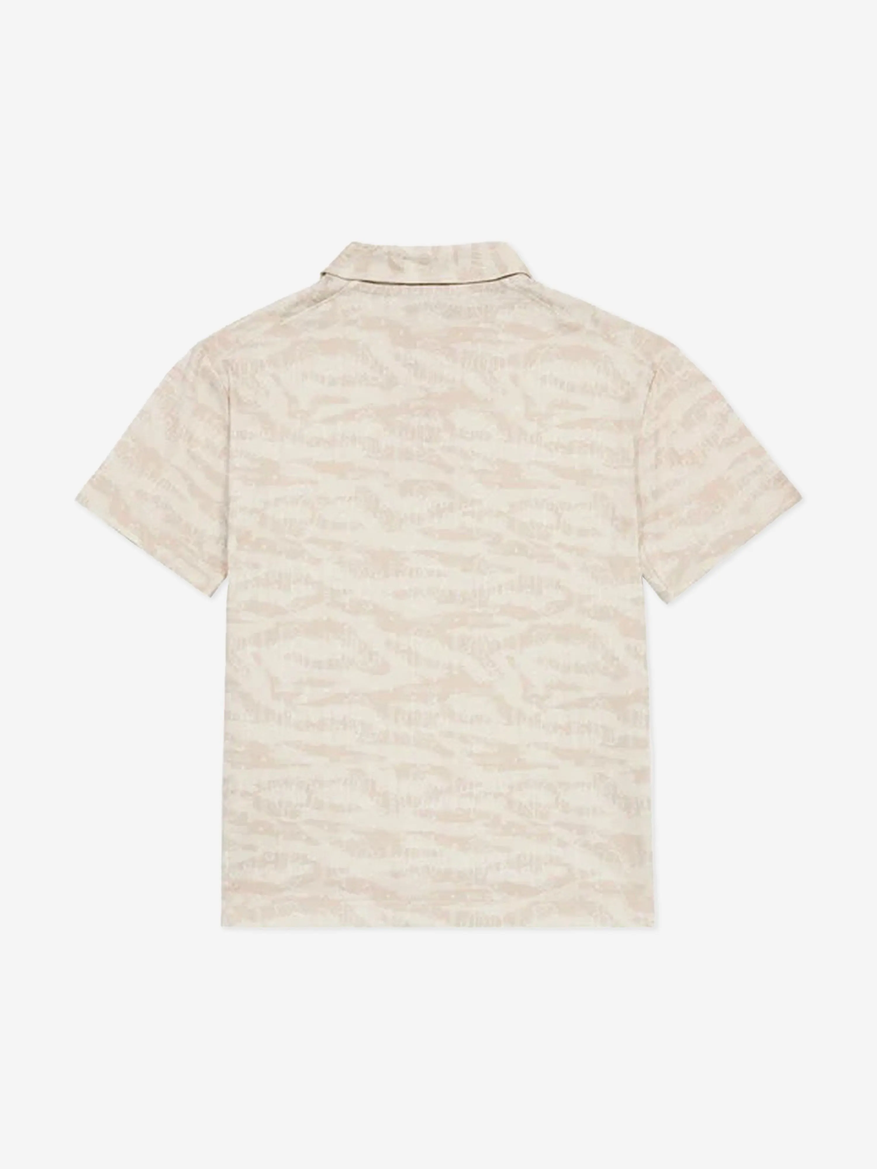 Boys Zebra Print Polo Shirt in Beige