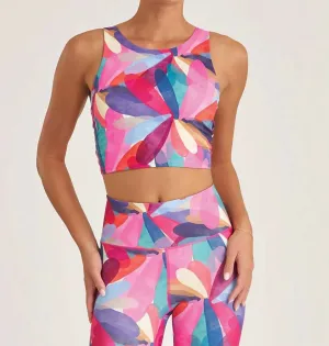 Bungee High Neck Sports Bra In Petal Print